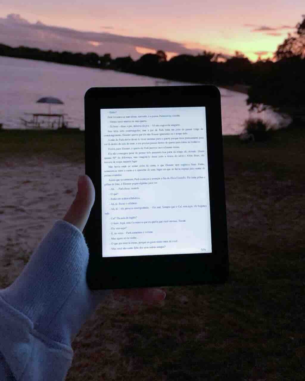 Satisfied customer with novel